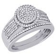 thumbnail image 1 of Diamond Wedding Bridal Set 10K White Gold Cluster Round Engagement Ring 0.40 Ct., 1 of 5