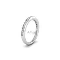 Channel Set Diamond Wedding Band for Women, Half Eternity Ring, 925 Sterling Silver or Gold Plated