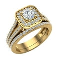 thumbnail image 1 of Diamond Wedding Ring Set Round Brilliant Diamond Cushion Halo Rings Split Shank 14K Gold 1.25 Carat (G,SI), 1 of 5