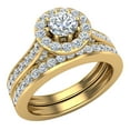 thumbnail image 1 of Diamond Wedding Ring Set Round Diamond Halo Rings 8-Prongs 14K Gold 1.15 CT (G,SI), 1 of 5