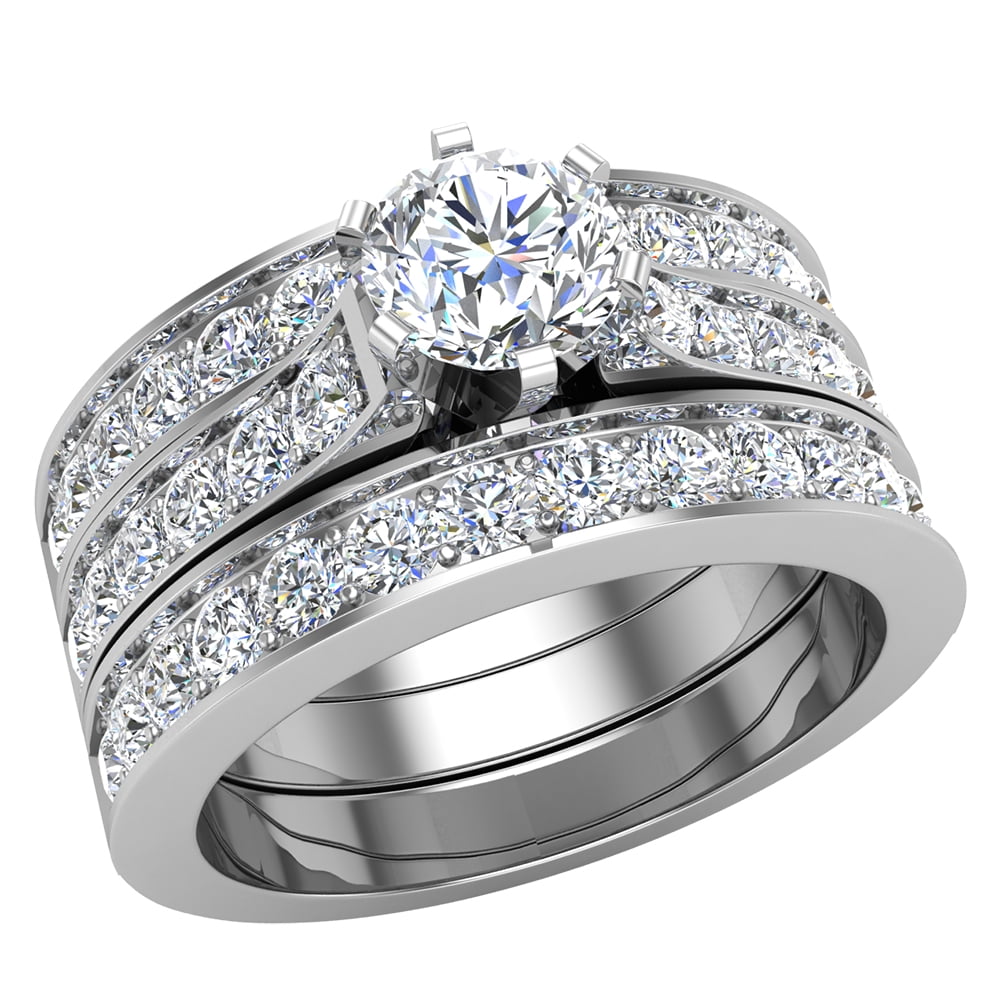 Diamond 3-Stone Engagement Ring 5/8 ct tw Princess/Round 14K White Gold |  Jared