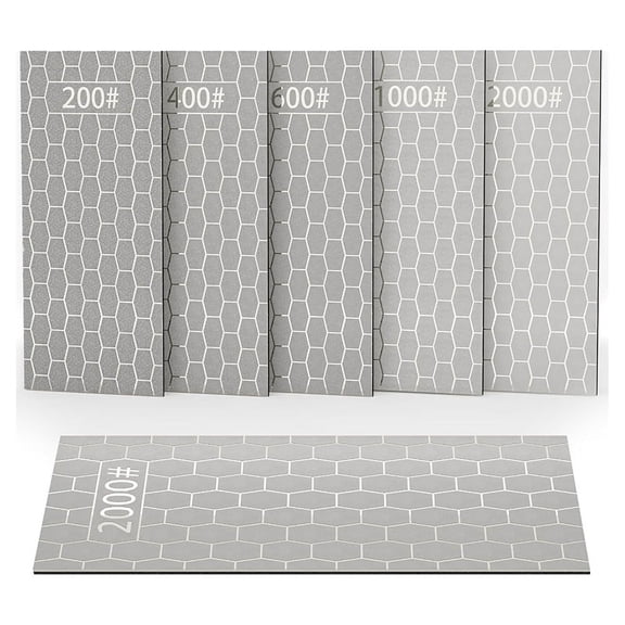 Whetstone Set, Sharpening Discs with Honeycomb  Plates, Coarse to Extra Fine 200/400/600/1000/2000 Grit