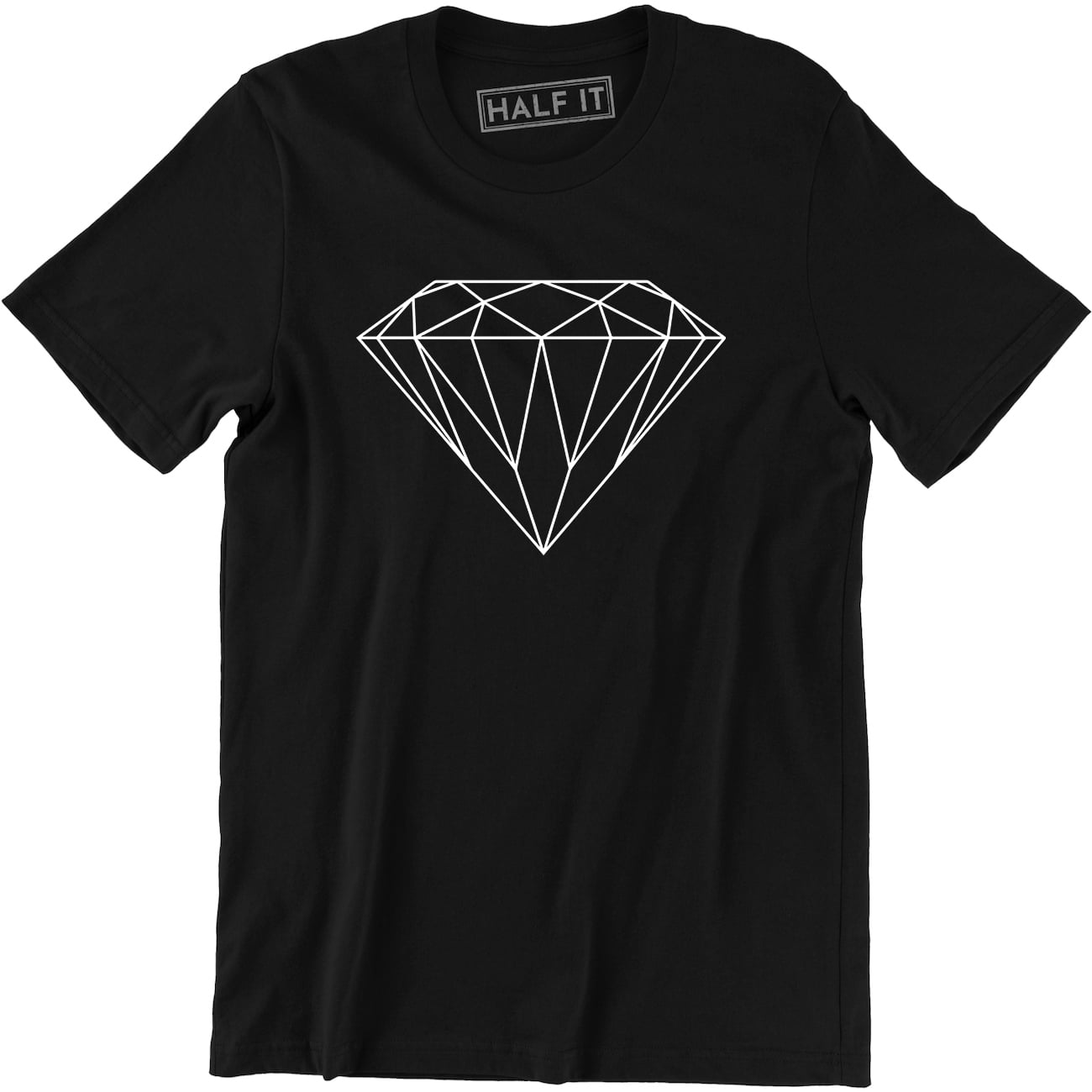 ★★ ★★ Here White Diamond Graphic Boyfriend T- Diamond White Outline Bling Bling Men's Gift T-Shirt