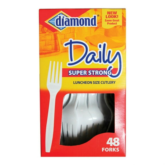 Diamond Heavy Duty Forks, White, 48 Ct