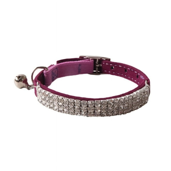 Cotton Diamond Small Bell Quick Release Buckle Adjustable Dog Cat Collar, Small