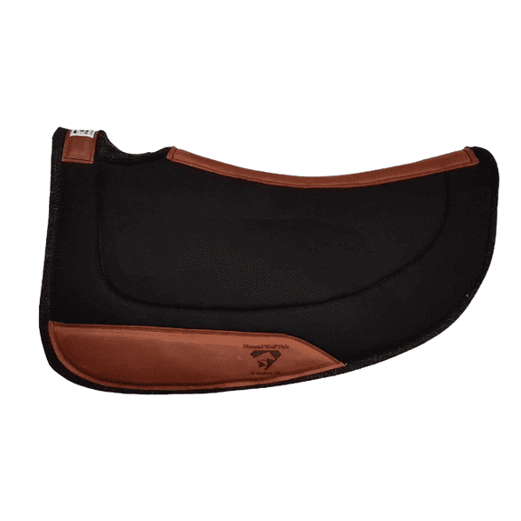Diamond Wool Contoured Felt Ranch Western Saddle Pad 30x30 Round 1/2 Thickness, Black