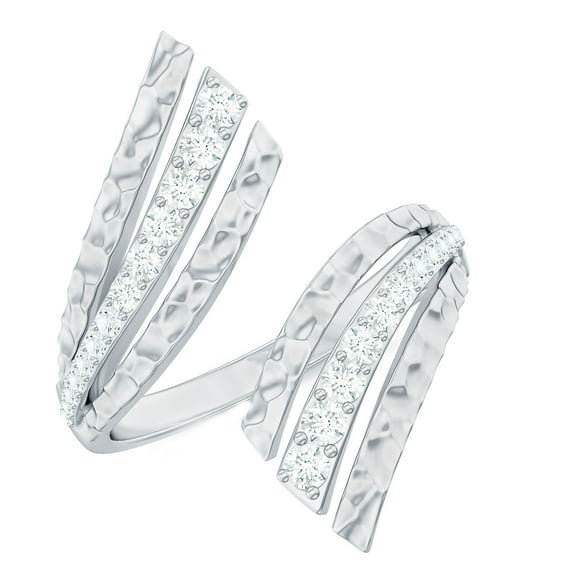 Rosec Jewels Natural Diamond Wrap Ring for Women (HI-SI Quality Certified) Cocktail Ring - Ready to Gift with Jewelry Box, 10K White Gold, US 3.50