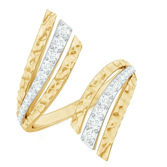 Rosec Jewels Diamond Wrap Ring with Textured Gold for Women (0.50 CT, HI-SI Quality), 18K Yellow Gold, US 10.00