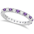 thumbnail image 1 of Diamond and Amethyst Eternity Ring Guard Band 14K White Gold (0.64ct), 1 of 3