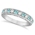 thumbnail image 1 of Diamond and Aquamarine Band Filigree Design Ring 14k White Gold (0.60ct), 1 of 6