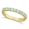 thumbnail image 1 of Diamond and Aquamarine Ring Guard Stackable Band 14k Yellow Gold (0.32ct), 1 of 4
