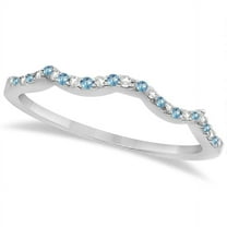 Diamond and Blue Topaz Contour Wedding Band 14K White Gold 0.24ct