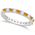 thumbnail image 1 of Diamond and Citrine Eternity Ring Guard Band 14K White Gold (0.64ct), 1 of 3