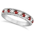 thumbnail image 1 of Diamond and Garnet Ring Anniversary Band 14k White Gold (0.59ct), 1 of 4