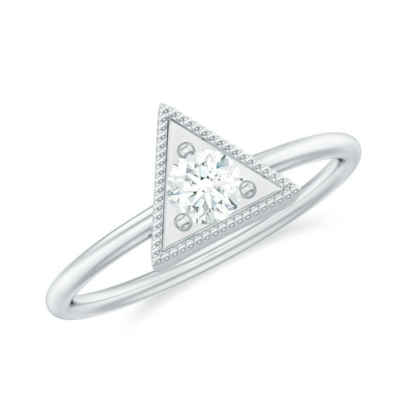 Rosec Jewels Diamond Triangle Shape Ring for Women with Milgrain Detailing, 10K White Gold, US 10.50