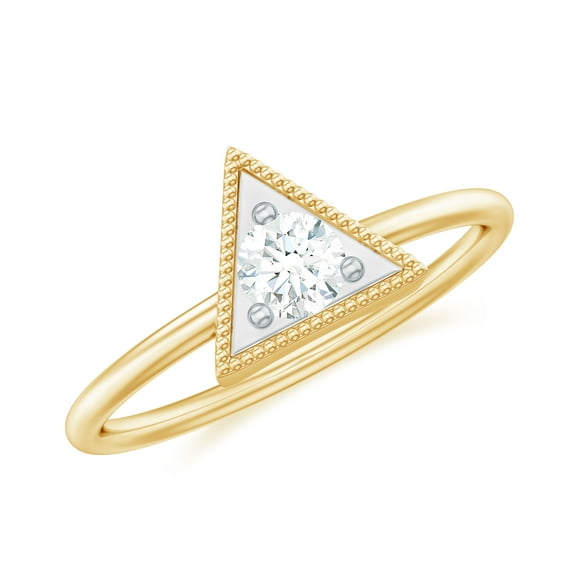 Rosec Jewels Diamond Triangle Shape Ring for Women with Milgrain Detailing, 10K Yellow Gold, US 10.50