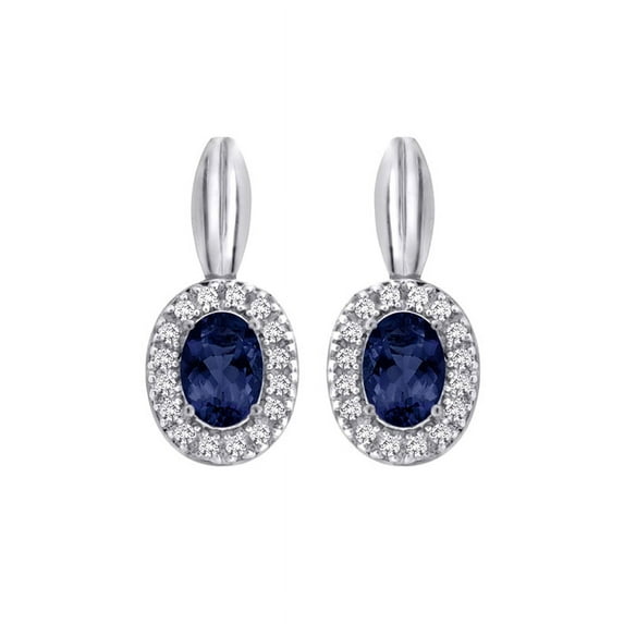 Diamond and Oval Cut Sapphire Fashion Earrings in 14K White Gold (1 1/4 cttw, G-H, I2-I3)