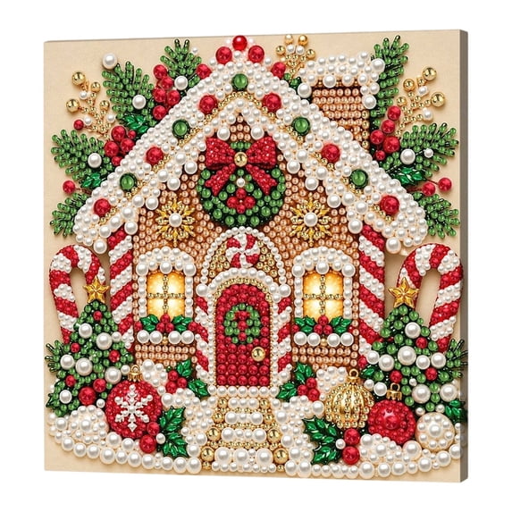 Diamond and Pearl Art Kits for Adults, 20x20cm holiday canvas, gingerbread house diamond painting (adults DIY & home decor) A