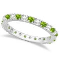 thumbnail image 1 of Diamond and Peridot Eternity Ring Stackable Band 14K White Gold (0.64ct), 1 of 3