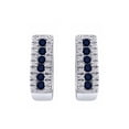 thumbnail image 1 of Diamond and Sapphire 3 Row Huggie Earrings in 14K White Gold (1/2 cttw, G-H, I2-I3), 1 of 3