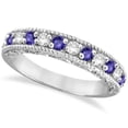 thumbnail image 1 of Diamond and Tanzanite Band Filigree Design Ring 14k White Gold (0.60ct), 1 of 5