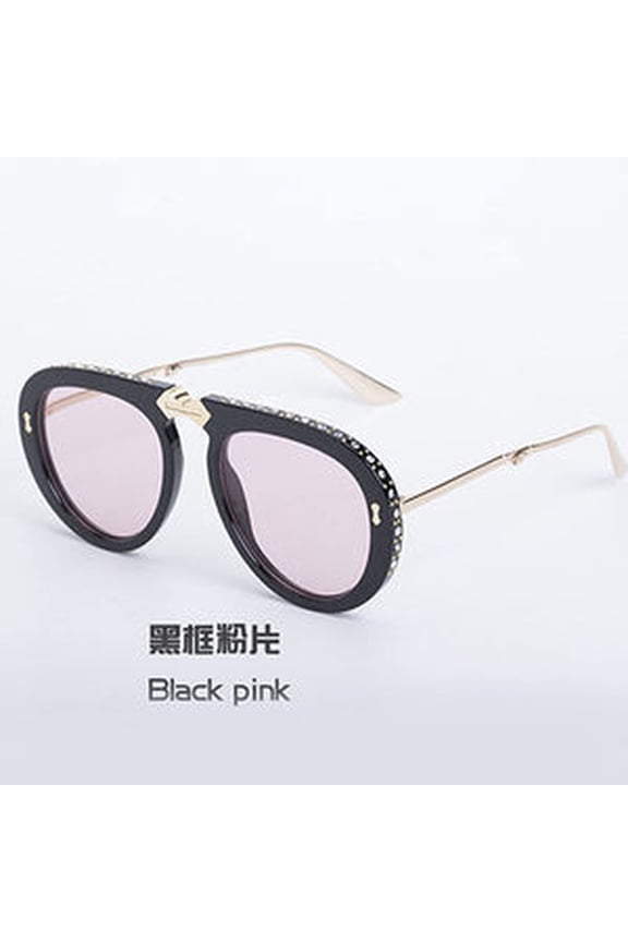 Diamond-embellished foldable sunglasses for women, fashionable internet celebrity sunglasses, artistic plain-faced glasses, aviator sunglasses, stylish and versatile