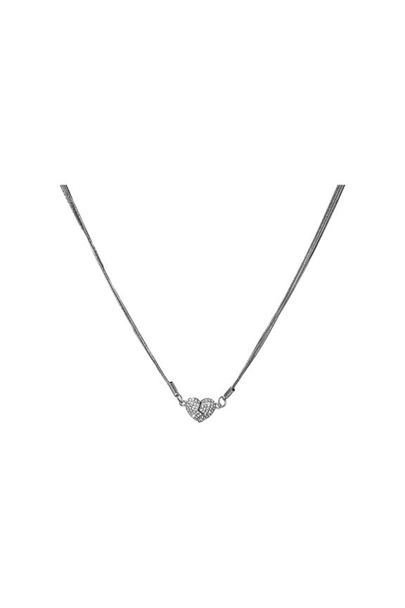 Diamond-encrusted Love Necklace Multi Layer Snake Chain Heart Necklace Temperament