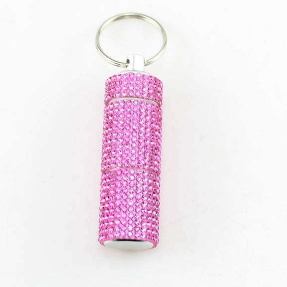 Diamond inlaid mini can be divided into 2 pill bottle keychains