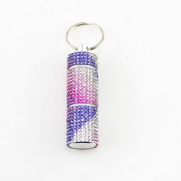 Diamond inlaid mini can be divided into 2 pill bottle keychains