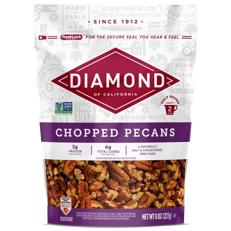 Diamond of California Chopped Pecans, 8oz Bag 