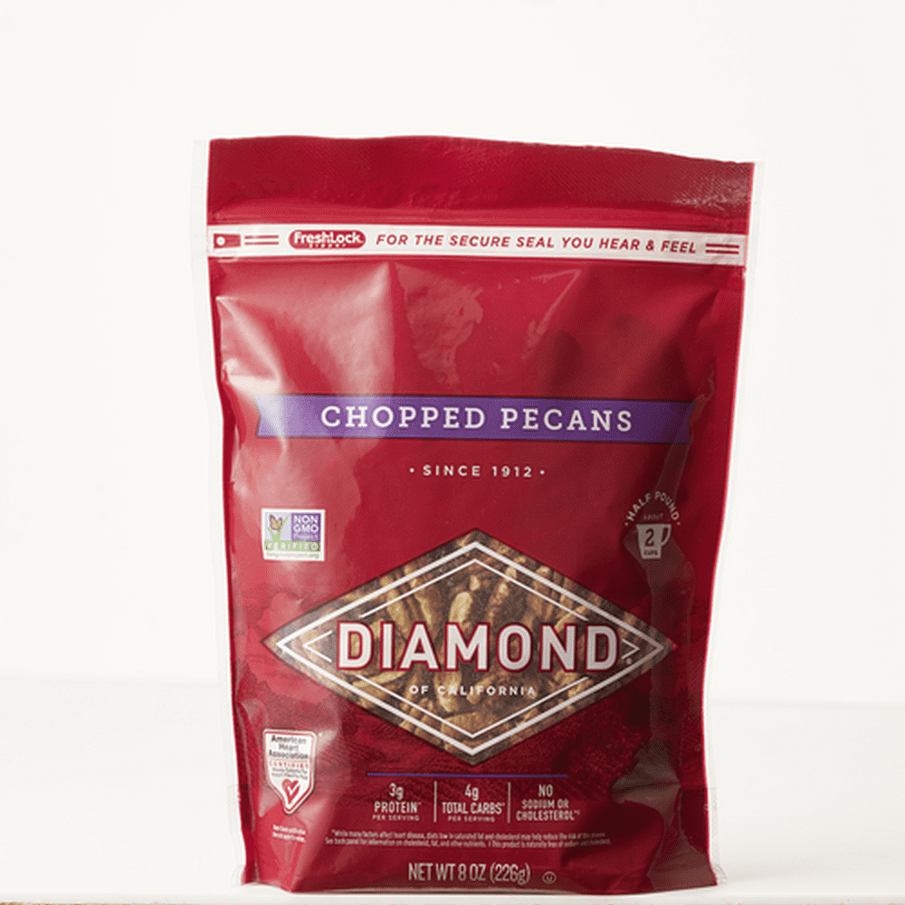 Diamond of California Diamond Pecan Chopped 8 oz (Pack of 3)