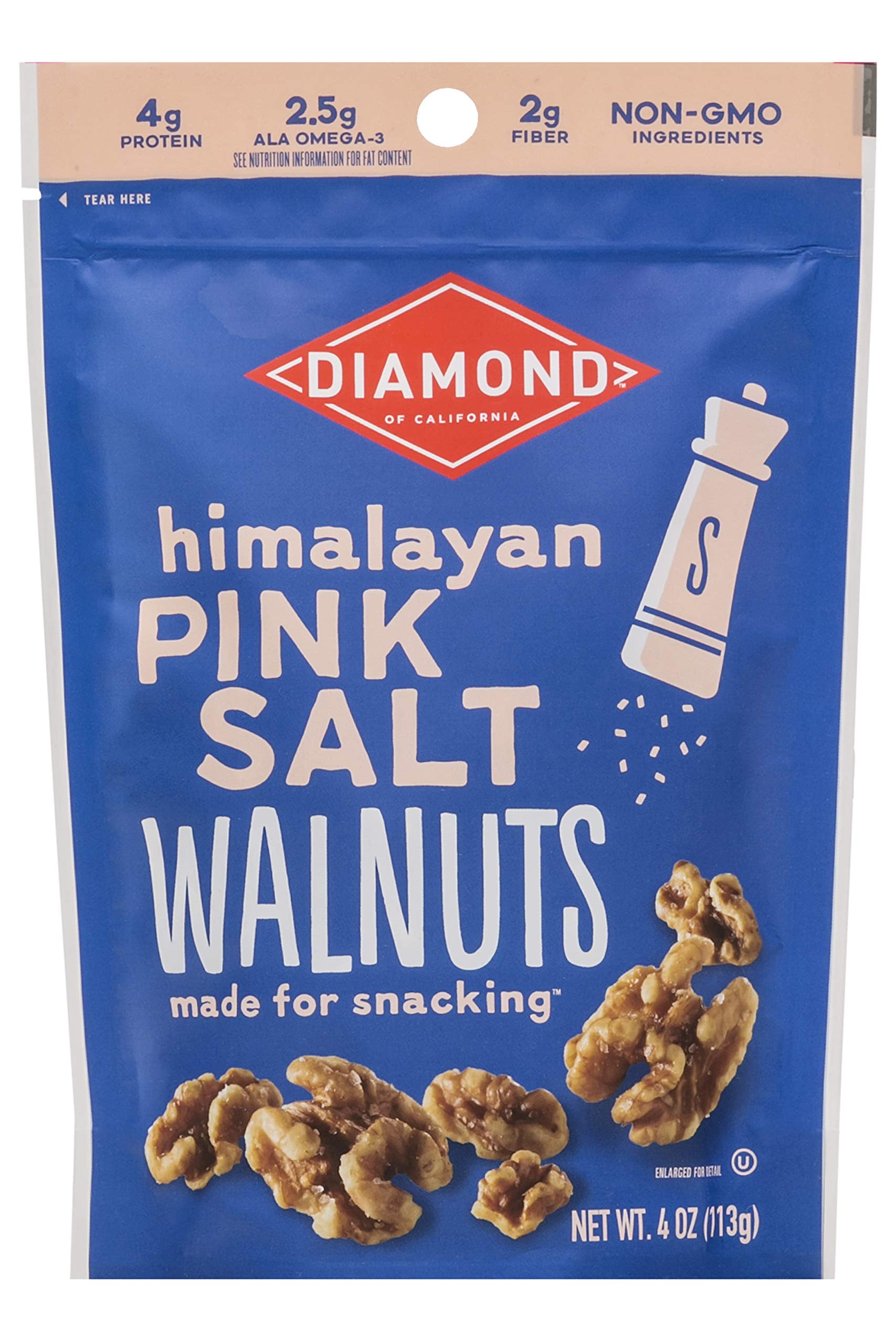 Diamond of California Himalayan Pink Salt Walnuts, 4 oz, 4 Pack