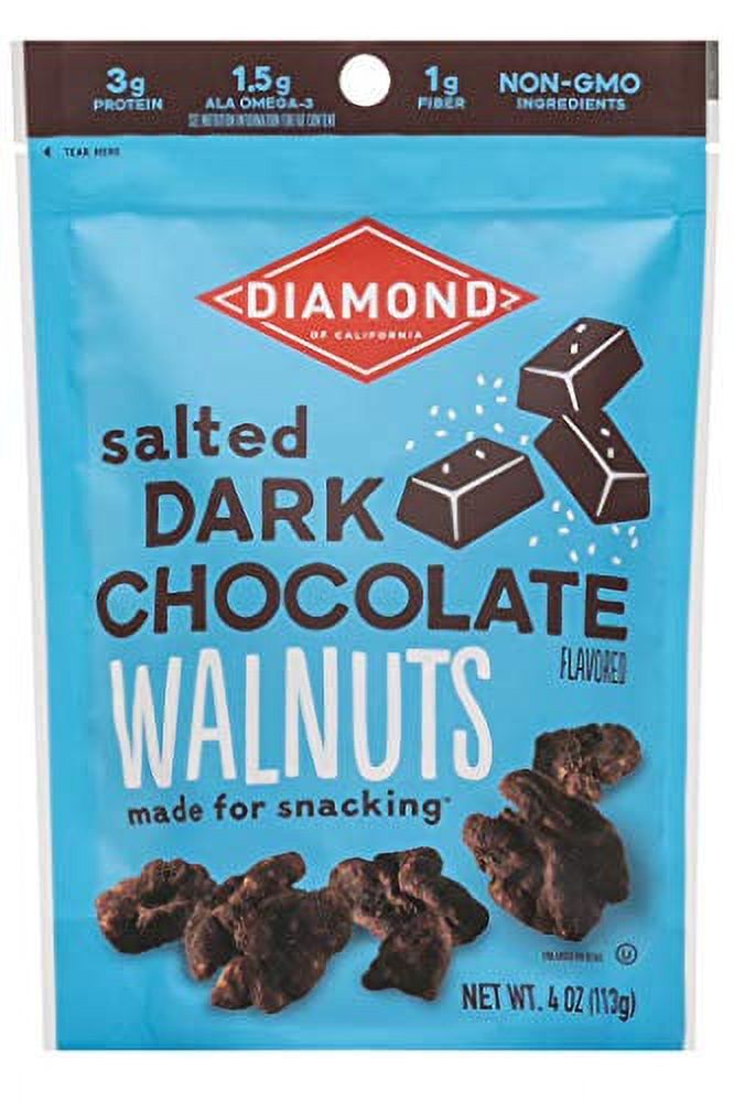 Diamond of California Salted Dark Chocolate Covered Walnuts, 4 oz Pack ...
