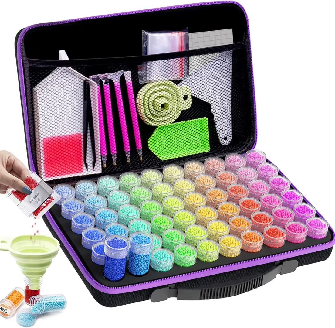 Diamond painting accessory storage box, 60 slots for diamond painting, 5D fully embroidered diamond painting
