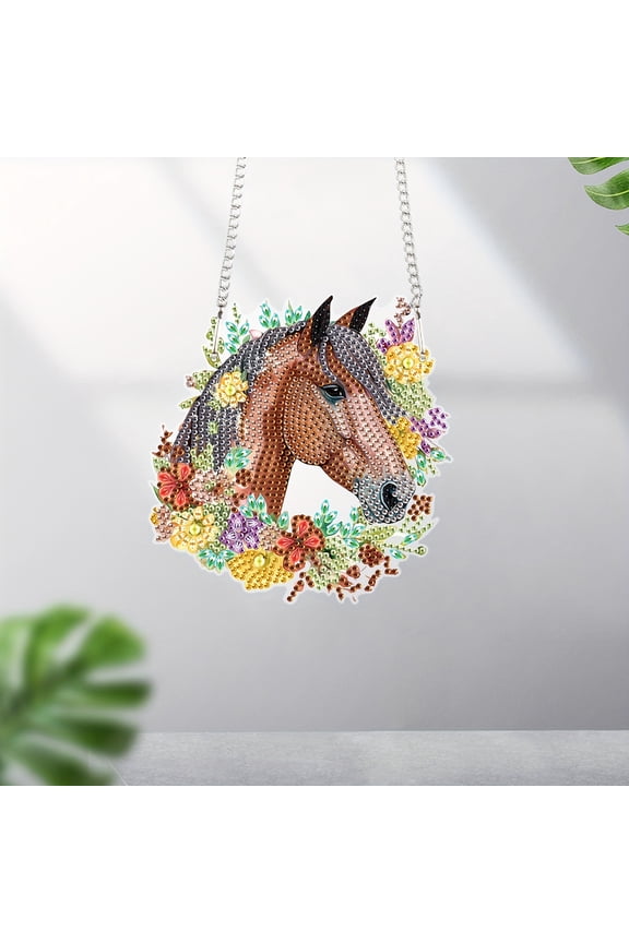 Diamond painting hanging, horse 3D three-dimensional diamond painting Kits, diamond art hanging decorations, suitable for home wall garden decoration gift