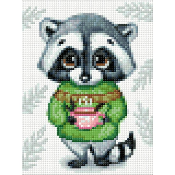 Diamond painting kit Cute Racoon Crafting Spark 5.9 x 7.9 in CS2701