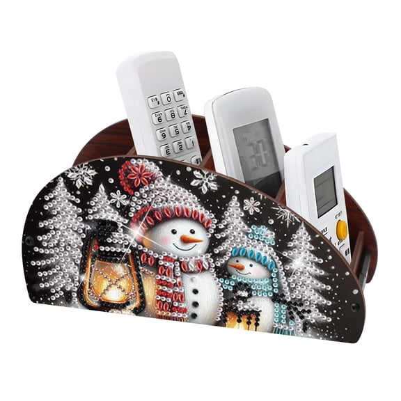 Diamond painting kit storage box, snowman 5D DIY featured double-sided storage box, for storing desktop remote control and other small objects, beautiful and practical