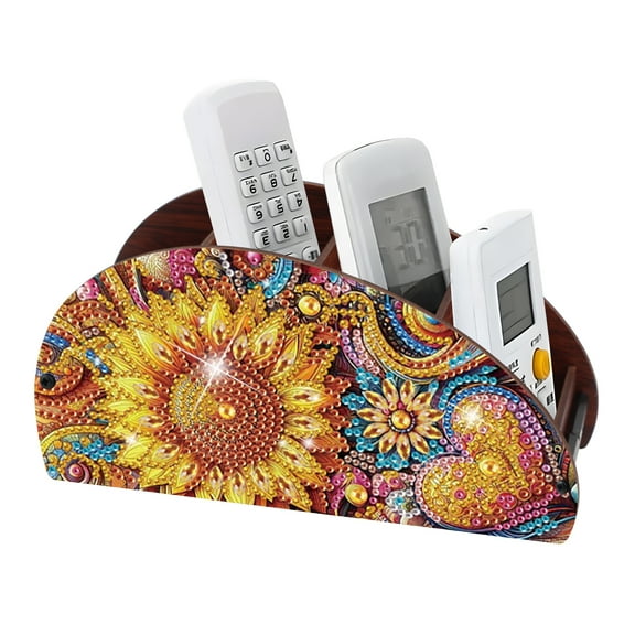 Diamond painting kit storage box, sunflower 5D DIY featured double-sided storage box, for storing desktop remote control and other small objects, beautiful and practical