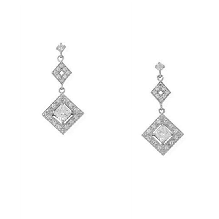 Cubic Zirconia Chandelier Earrings Rhodium on Sterling Silver Cubic Zirconia Chandelier Earrings Rhodium on Sterling Silver