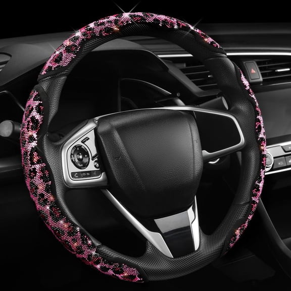 Diamond-studded car steering wheel cover, inlaid with crystal rhinestones, 3-piece set of segmented steering wheel protectors, universal design, suitable for 99% of car models, especially suitable fo