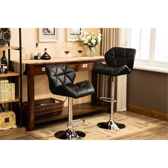 Sturdy Chrome Base / Home Office Bar / Comfortable Seating with Swiveling Seat, 2 Stools