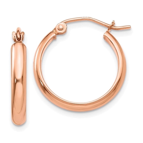 Diamond2Deal Mother's Day Gift 10K Rose Gold Hoop Earrings for Women (L- 0.71 inch, W- 0.11 inch)