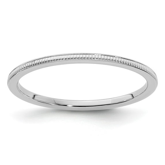 Diamond2Deal 10K White Gold 1.2mm Milgrain Stackable Band Ring for Women Size 5