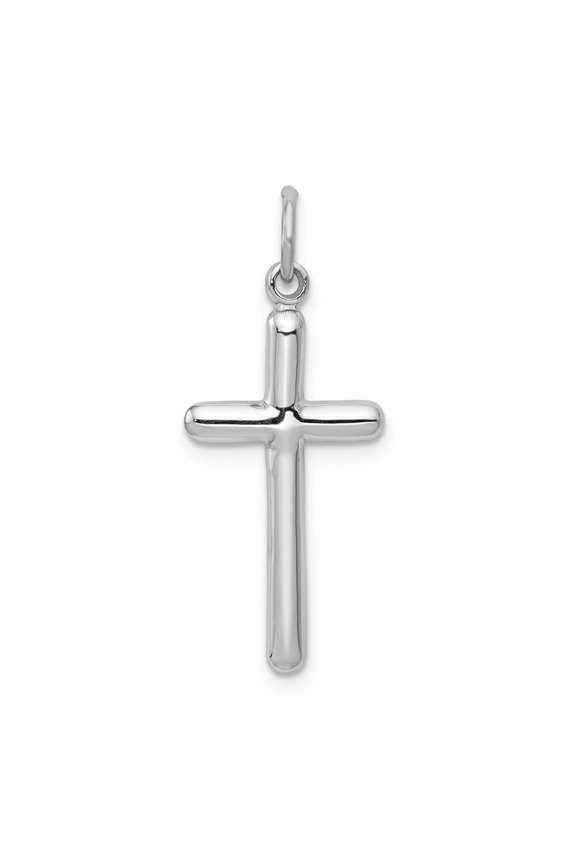 Mother's Day Gift 10K White Gold Cross Pendant for Women (L- 1.23 inch, W- 0.48 inch)