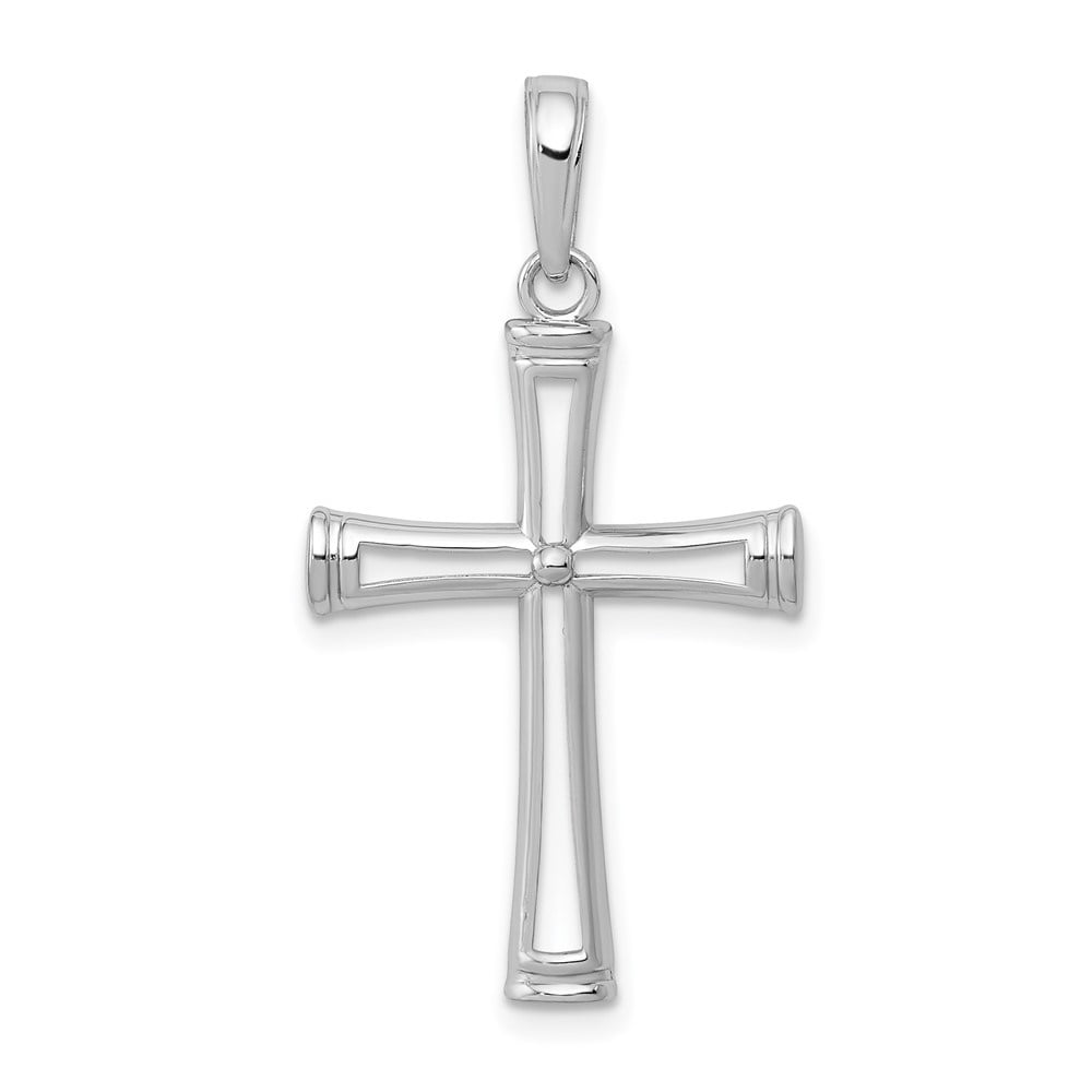 Diamond2Deal 14k Yellow Gold Tube Cross Pendant – 45.2mm Long, Polished Finish