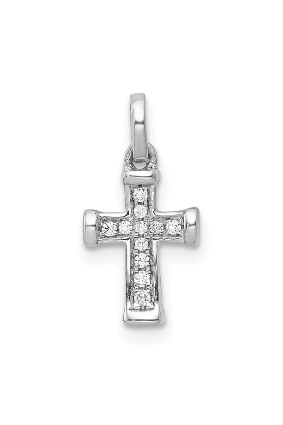 10K White Gold Small 1/20ct. Diamond Latin Cross Pendant