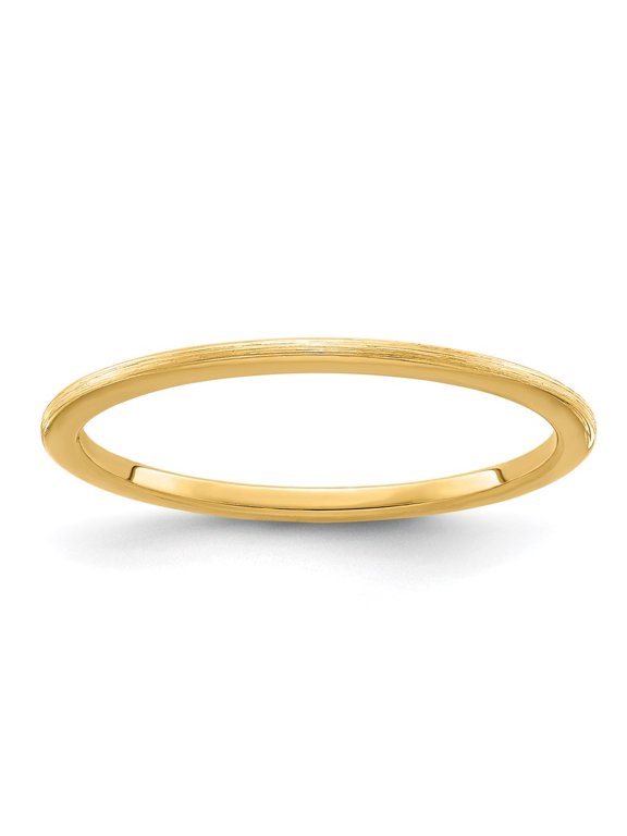 10K Yellow Gold 1.2mm Half Round Satin Stackable Band Ring for Women Size 9.5