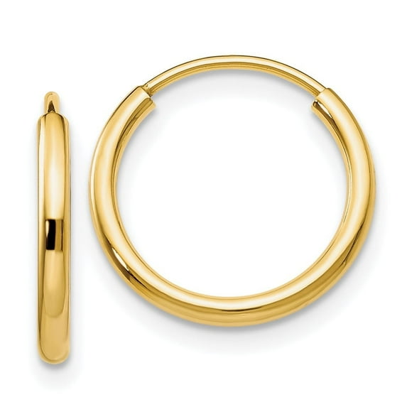 Diamond2Deal 10K Yellow Gold 1.5mm Polished Round Endless Hoop Earrings for Women (L- 0.89 inch, W- 0.91 inch)