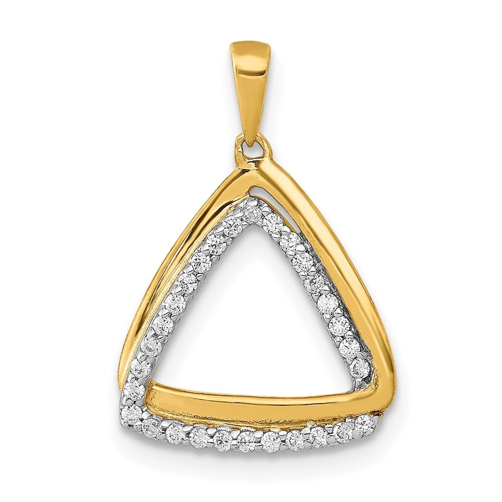 Doimond Triangle Diamond2Deal 10K Yellow Gold 1/6ct. Diamond Double Triangle Pendant ...