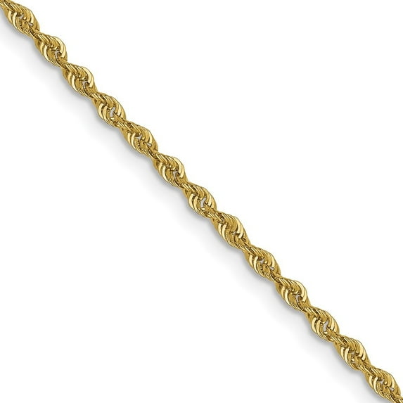 Diamond2Deal 10K Yellow Gold 1.6mm Solid Regular Rope Chain Necklace for Women 24"